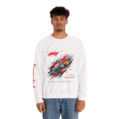 Formula 1 Racing Crewneck Sweatshirt – Speed Car Graphic & ‘Formula 1’ Sleeve Print