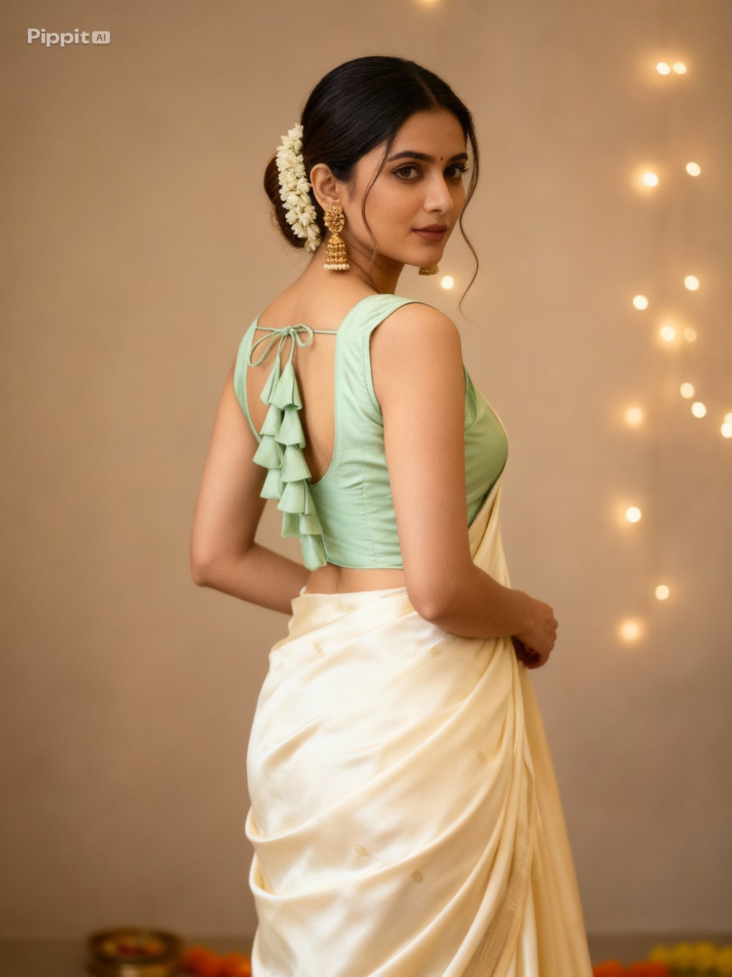 Pista Colour Silk Blouse for Women | Sweetheart Neckline, Padded, Sleeves attached, Size Alterable 40 - 46