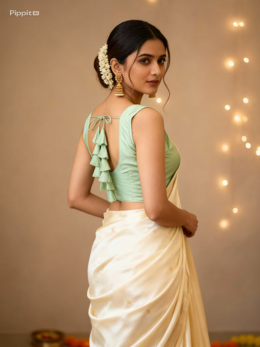 Pista Colour Silk Blouse for Women | Sweetheart Neckline, Padded, Sleeves attached, Size Alterable 40 - 46