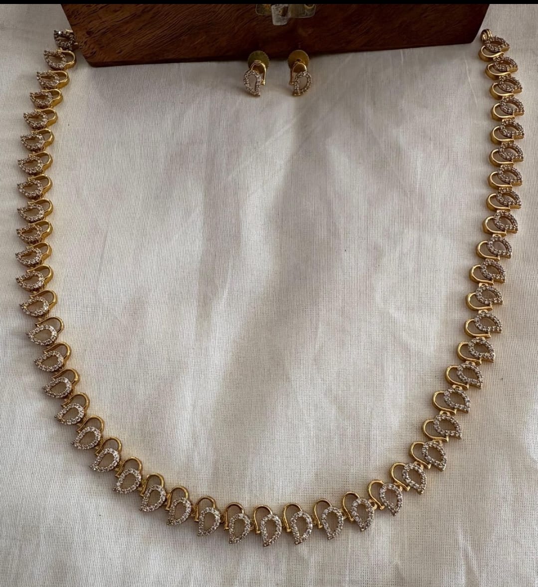 White Stone Necklace set with Beautiful Earrings