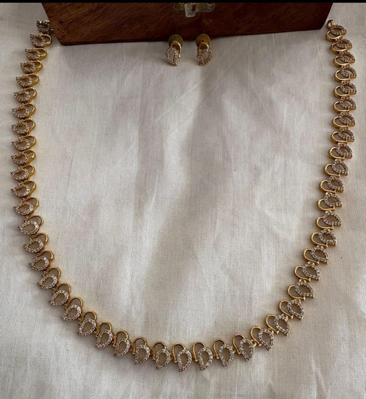 White Stone Necklace set with Beautiful Earrings
