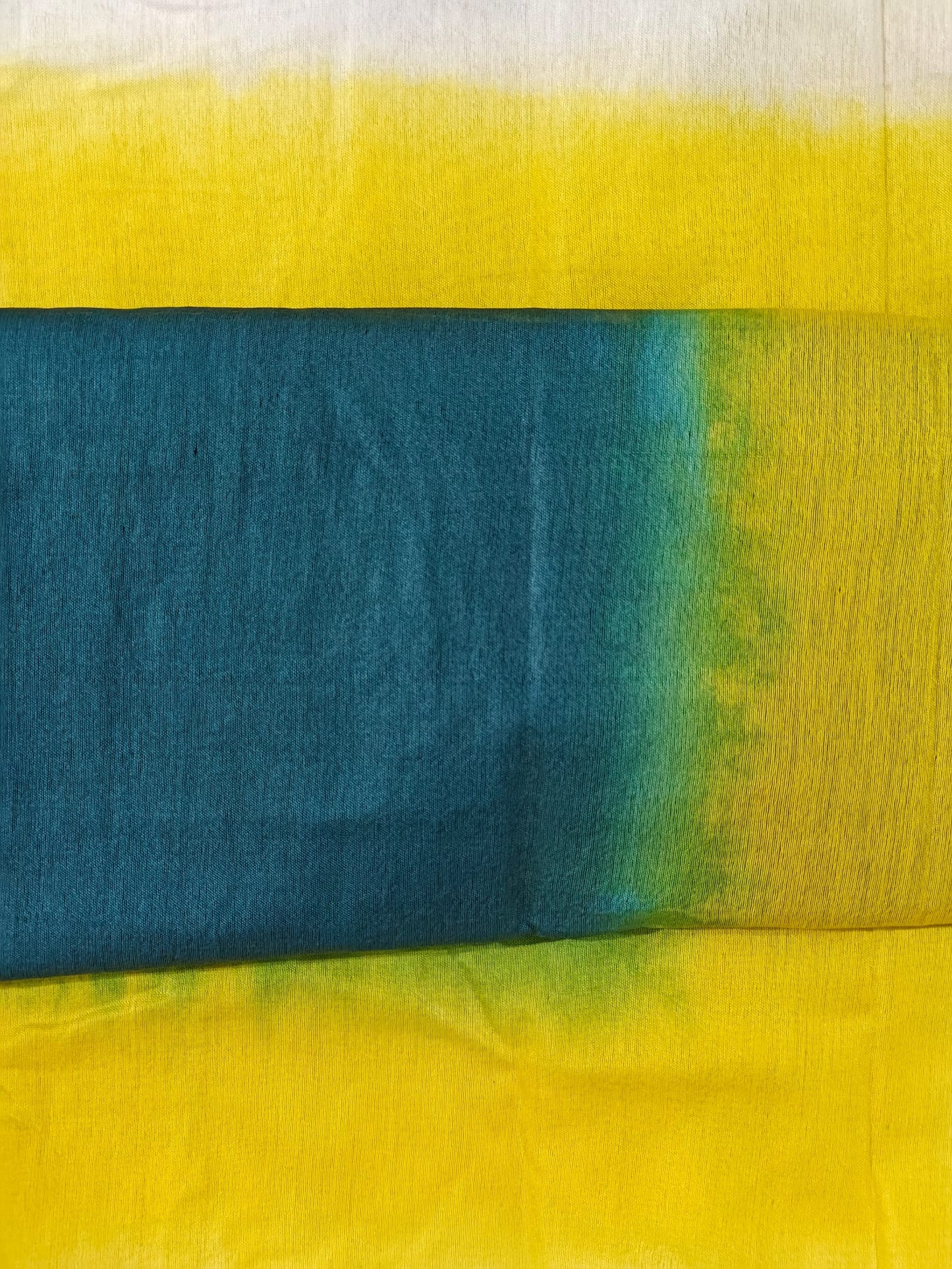 Green & Yellow Duel Tone Tissue Cotton 1-Min Ready-to-Wear Saree