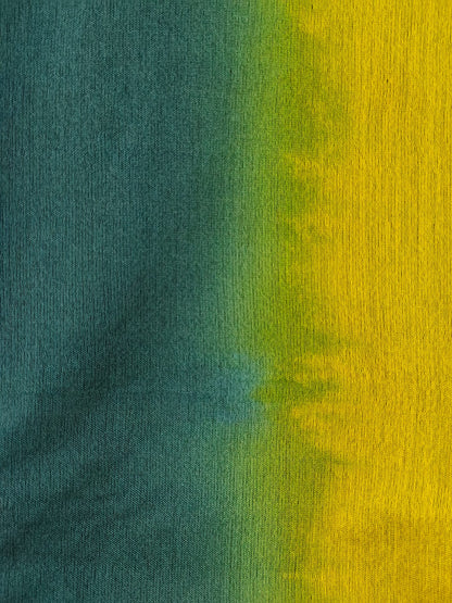 Green & Yellow Duel Tone Tissue Cotton 1-Min Ready-to-Wear Saree