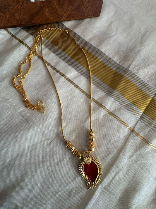 Simple Pendant Neck Chain with Red locket