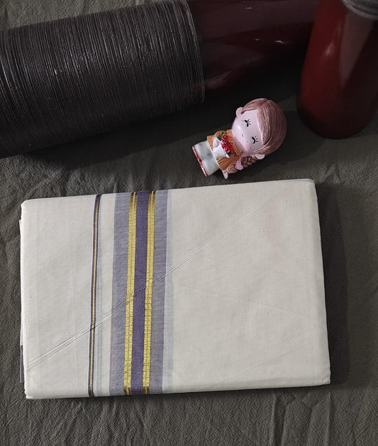 Double Dhoti Light Purple & Golden Border