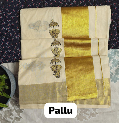 Elephant embroidery saree