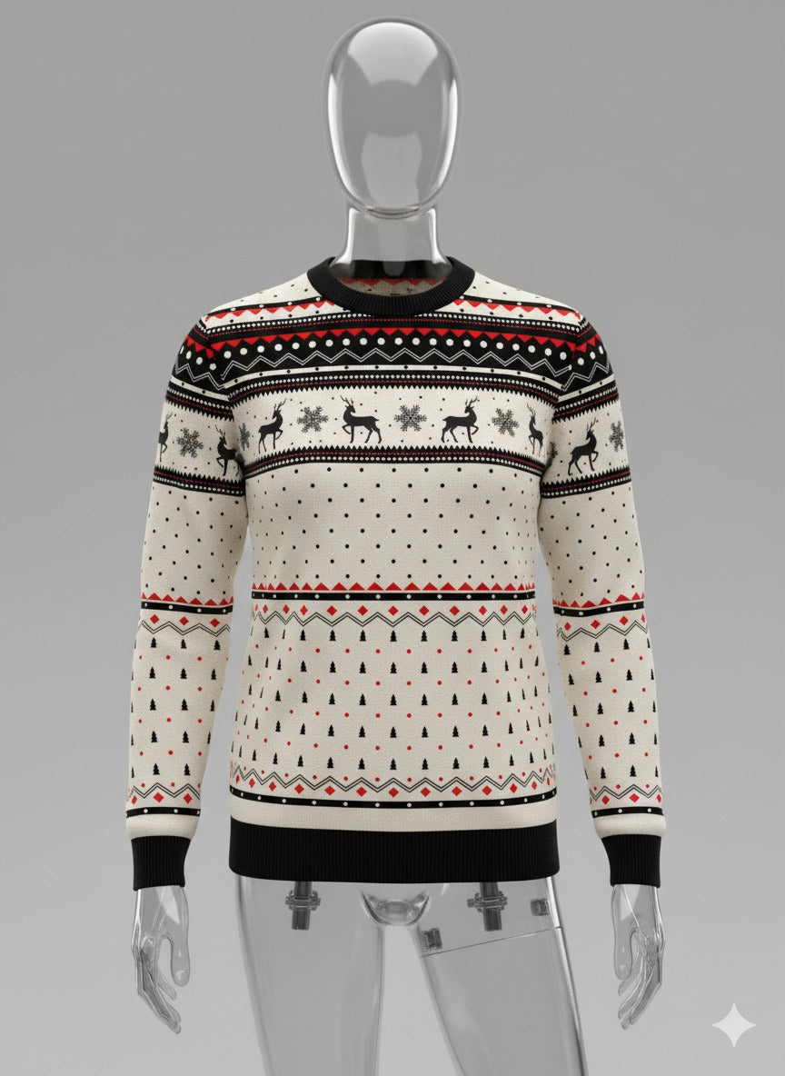 Unisex Reindeer Christmas Full Sleeve T-Shirt – Premium Sublimation Print