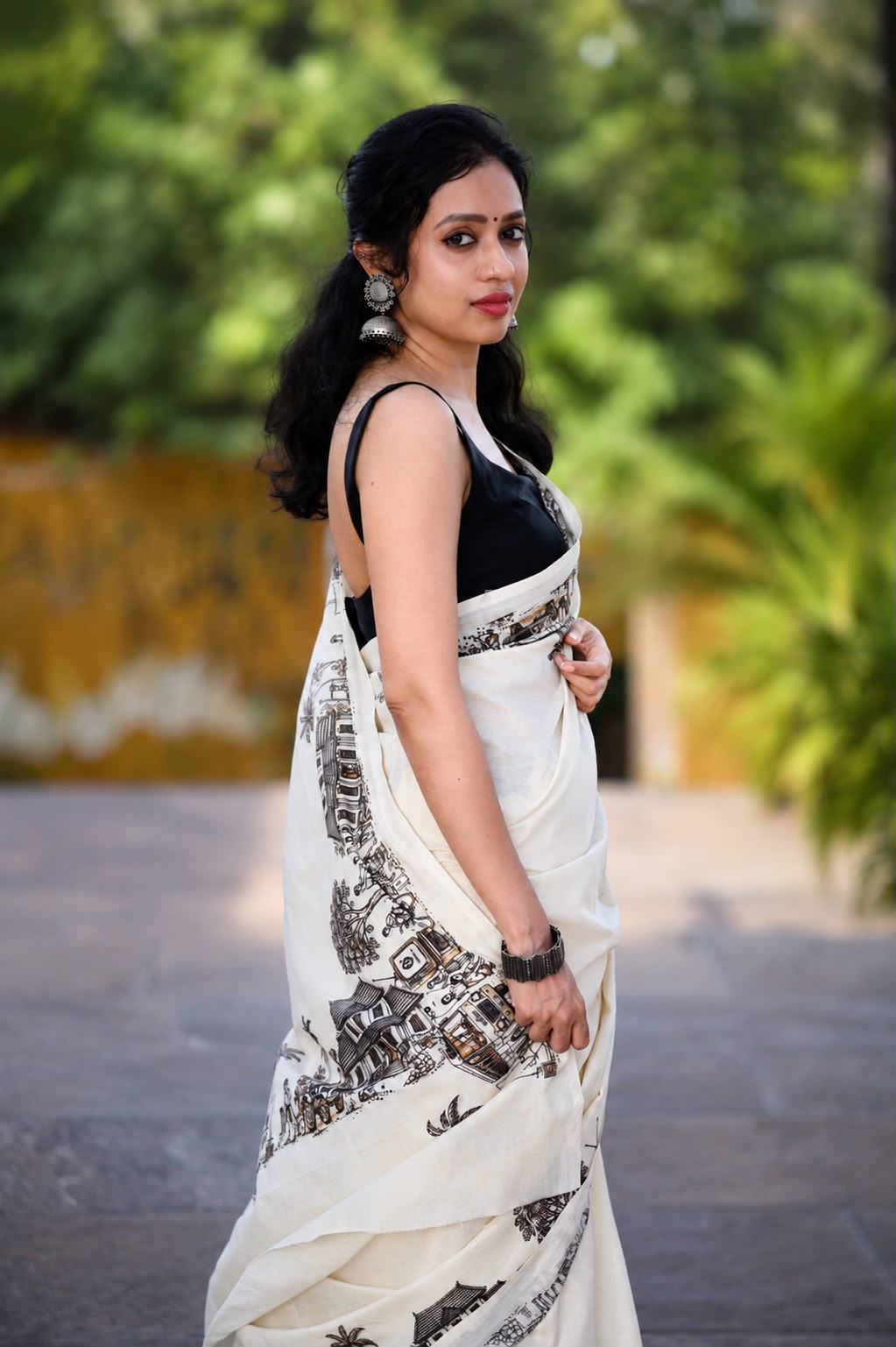 Gramam Theam - Pure Cotton Digital Printed Saree | Village Story Collection