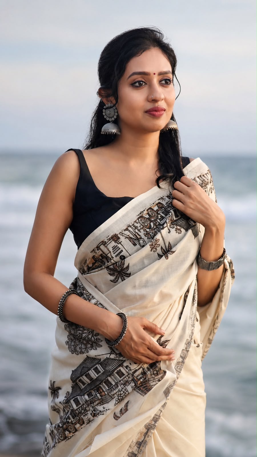 Gramam Theam - Pure Cotton Digital Printed Saree | Village Story Collection