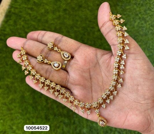 White Stone Necklace set with Beautiful Earrings