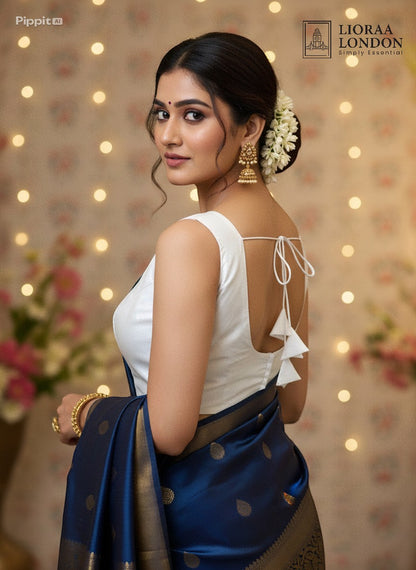 White Silk Blouse for Women UK | Sweetheart Neckline, Size Alterable 40–46 – Lioraa London