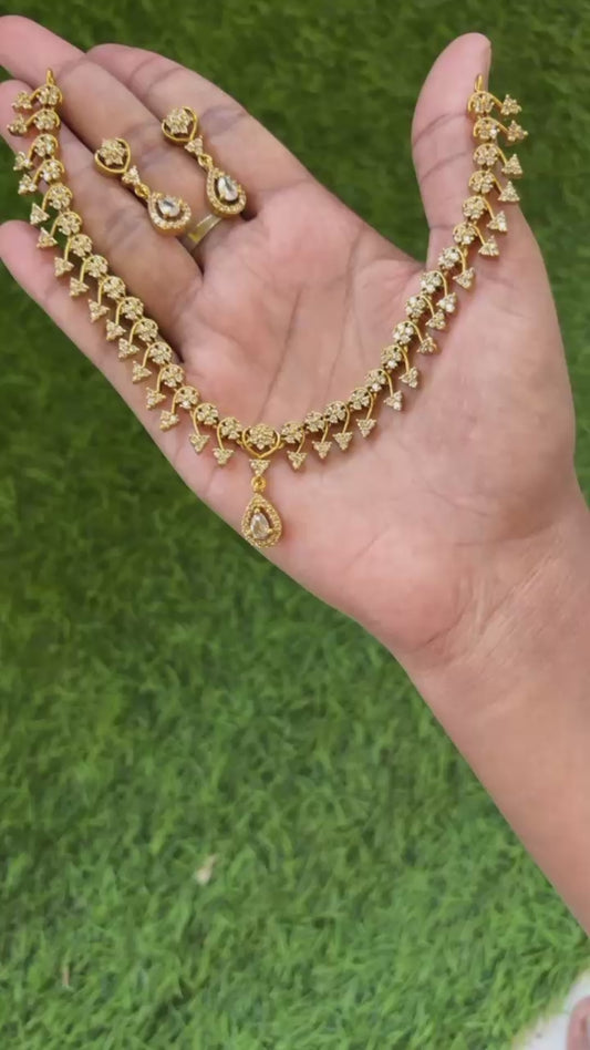 White Stone Necklace set with Beautiful Earrings