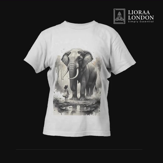 Unisex Regular Fit T-Shirt - Wild Elephant Encounter - 100% Bio-Washed Cotton