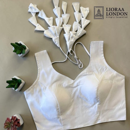 White Silk Blouse for Women UK | Sweetheart Neckline, Size Alterable 40–46 – Lioraa London